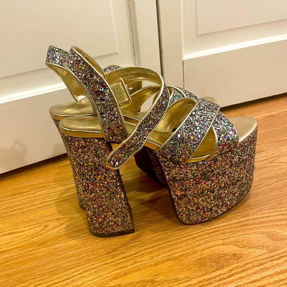 Current Mood glitter platform pumps